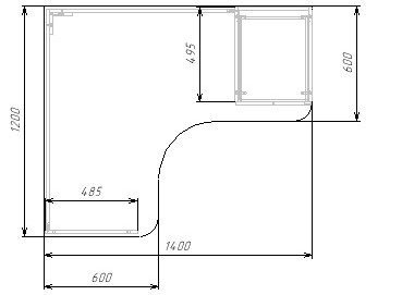 Стол угловой 1400 мм коллекции Гранд  от Династия Kids