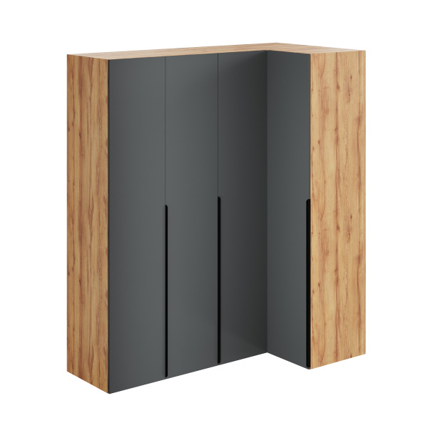 Шкаф распашной + шкаф угловой + пенал коллекции Брайт Графит