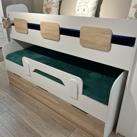 Кровать 2-х ярусная Городок 190х90 + 180х80  (дуб золотистый + белый) от Династия Kids