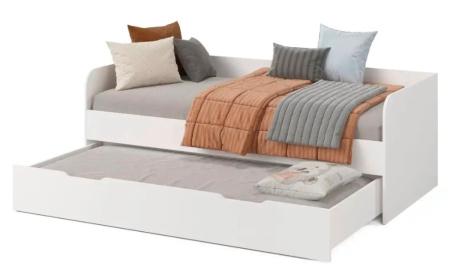 Кровать Дабл 190х90 с доп. спальным местом 180х80 (велюр + белый) от Династия Kids