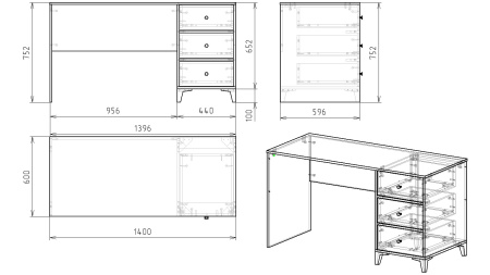 Стол коллекции Вест 1400 мм от Династия Kids