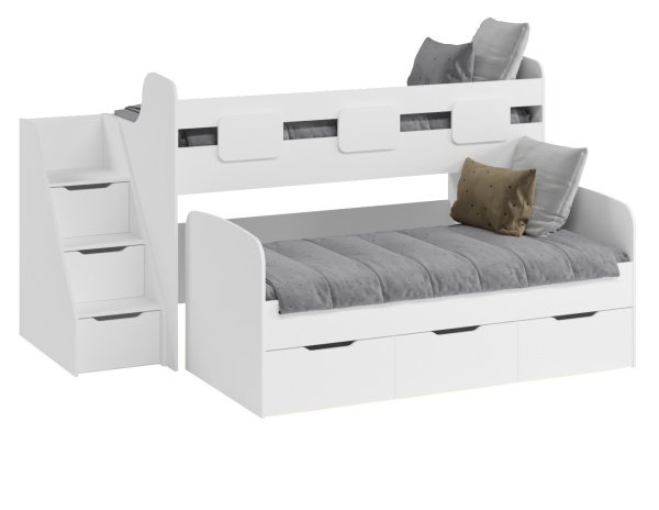 Двухъярусная кровать Городок (цвет белый) 190х90 + 180х80 от Династия Kids