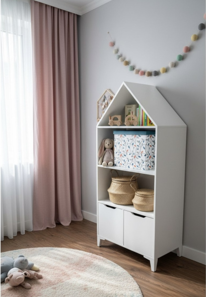 Стеллаж-Домик 6 (цвет: белый) от Династия Kids