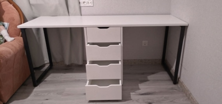 Стол Дуэт 2200 мм (белый + опоры черные). Столешница 22 мм от Династия Kids