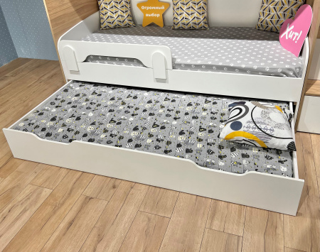 Кровать Квартет + кровать Дабл (велюр + белый) 190х90