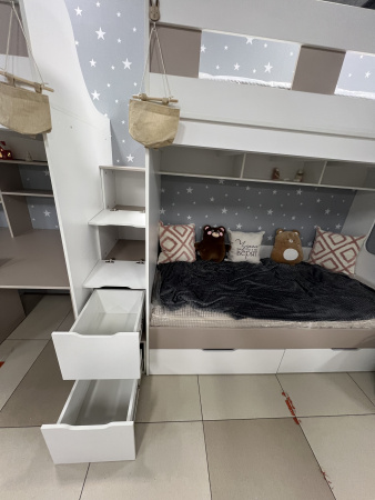 Кровать 3-х ярусная Квартет (цвет белый)