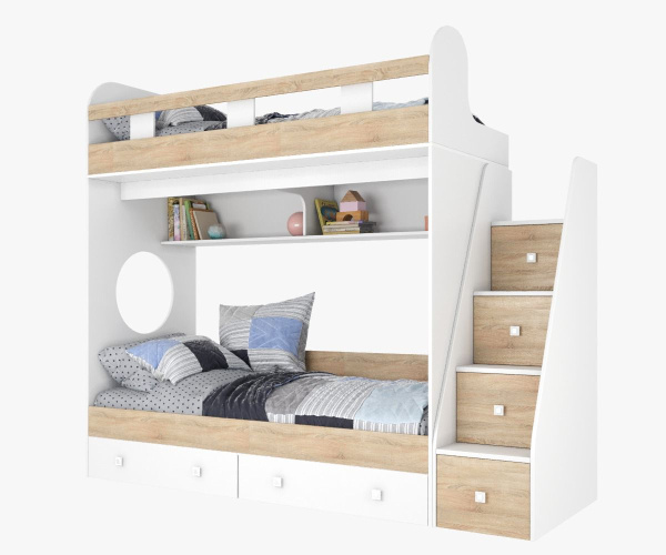 Двухъярусная кровать Юниор-1 (цвет белый) 160х80 от Династия Kids