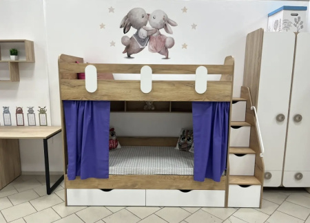 Двухъярусная кровать Фортуна 180х80 (белый + дуб сонома) от Династия Kids