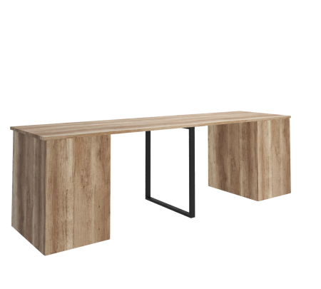 Стол Дуэт 2200 мм (две тумбы) дуб каньон+белый. Опора черная. Столешница 22 мм от Династия Kids