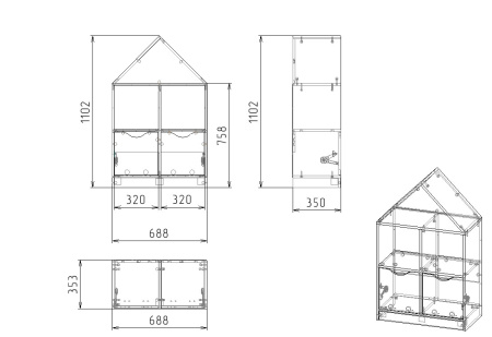 Стеллаж детский Домик-2 от Династия Kids