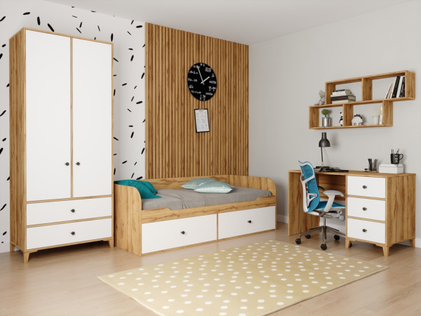 Комплект мебели Альви: кровать 190х90 + стол + полка + шкаф