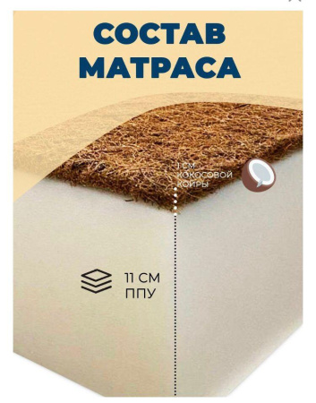 Матрас Эко ППУ + Кокос 180х90 высота 11 см от Династия Kids