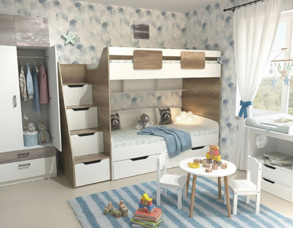 Кровать-чердак Лайт Лофт + кровать Двушка 190х90