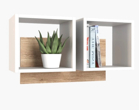 Комплект для 2 школьников: стол Дуэт 2200 мм + настенные полки Квадрат-2 (2 шт) от Династия Kids