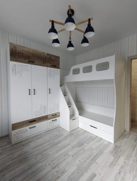 Кровать двухъярусная 190х80 Умка-6 (дуб сонома + белый) от Династия Kids