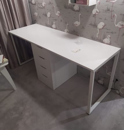 Стол Дуэт 2200 мм (белый + опоры черные). Столешница 22 мм от Династия Kids