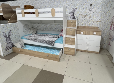 Двухъярусная кровать Фортуна-3 (цвет белый) 190х80 от Династия Kids