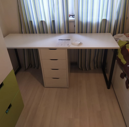 Стол Дуэт 2200 мм (белый + опоры черные). Столешница 22 мм от Династия Kids