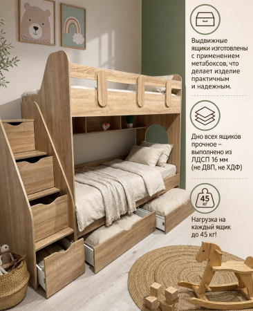 Кровать 2-х ярусная Фортуна 180х80 (велюр + белый) от Династия Kids