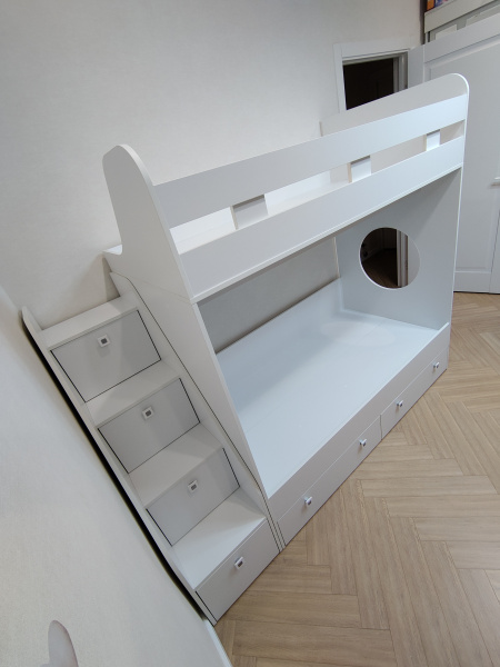 Кровать 160х80 двухъярусная Юниор-1 (цвет белый) от Династия Kids