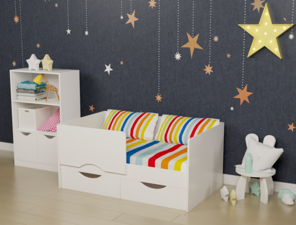 Кровать Малютка 140х80 (цвет белый)  от Династия Kids