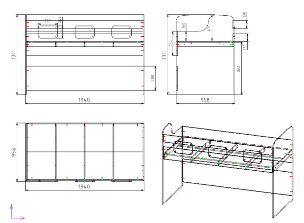 Кровать двухъярусная Городок (бетон пайн + белый) от Династия Kids