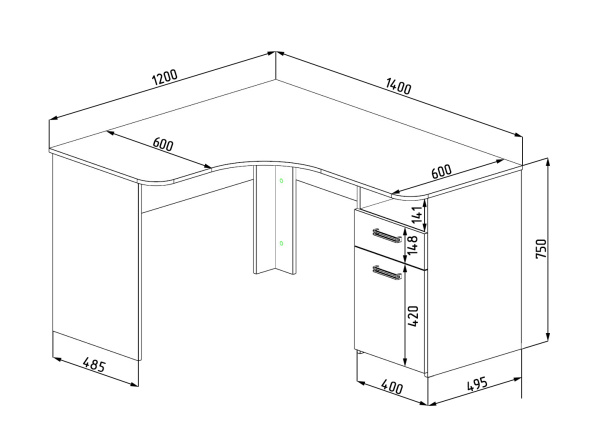 Стол угловой коллекцииТвой Стиль 1400 мм (с принтом) от Династия Kids