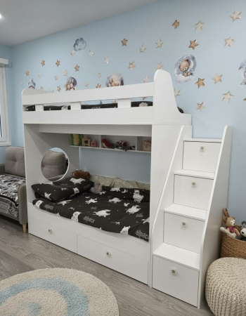 Кровать двухъярусная 200х90 Юниор-1 (цвет белый) от Династия Kids