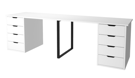 Стол Дуэт 2400 мм (две тумбы) белый + опора черная. Столешница 22 мм от Династия Kids