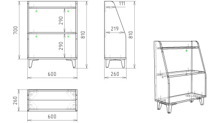 Комплект мебели: кровать-чердак Лайт Лофт + кровать Умка + стеллаж  от Династия Kids