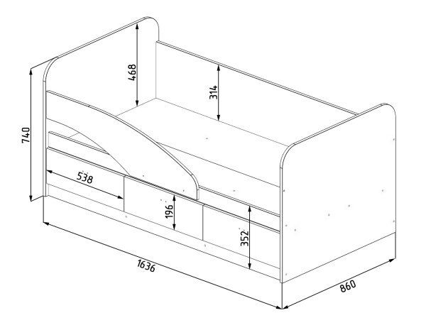 Кровать 160х80 Умка-5 (серебро+белый)  от Династия Kids