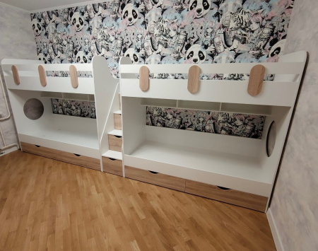 Двухъярусная кровать Фортуна 180х80 (белый + дуб сонома) от Династия Kids