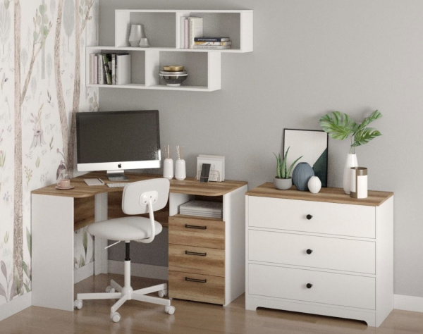 Комплект мебели: стол угловой Твой Стиль + полка Юниор + комод Норд