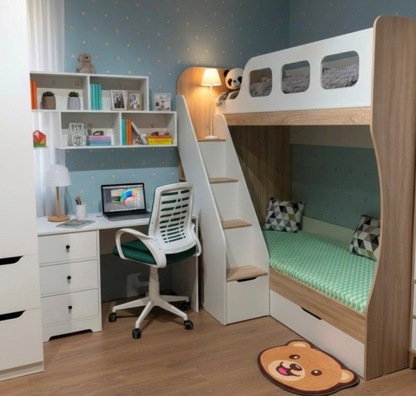 Кровать 2-х ярусная Умка-4 (дуб сонома + белый) 190х80