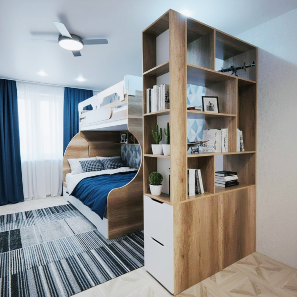 Стеллаж-перегородка для зонирования Стиль (дуб каньон + белый) 1200 мм